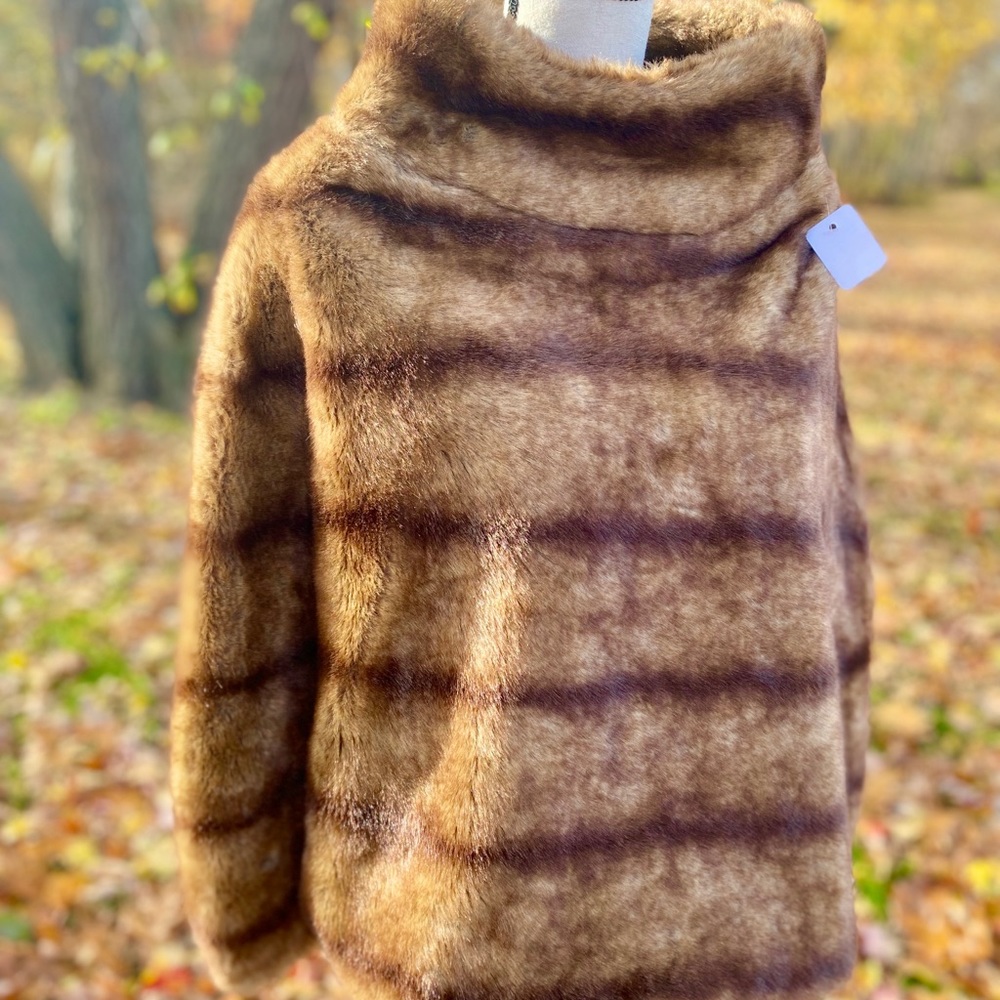Faux fur poncho